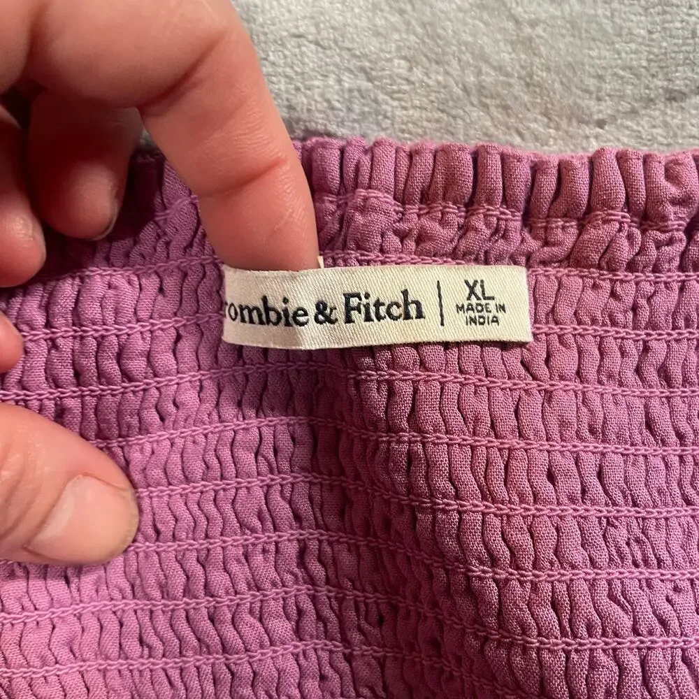 Abercrombie Fitch lilac purple puff sleeve‎ peasant top XL linen cottage whimsy